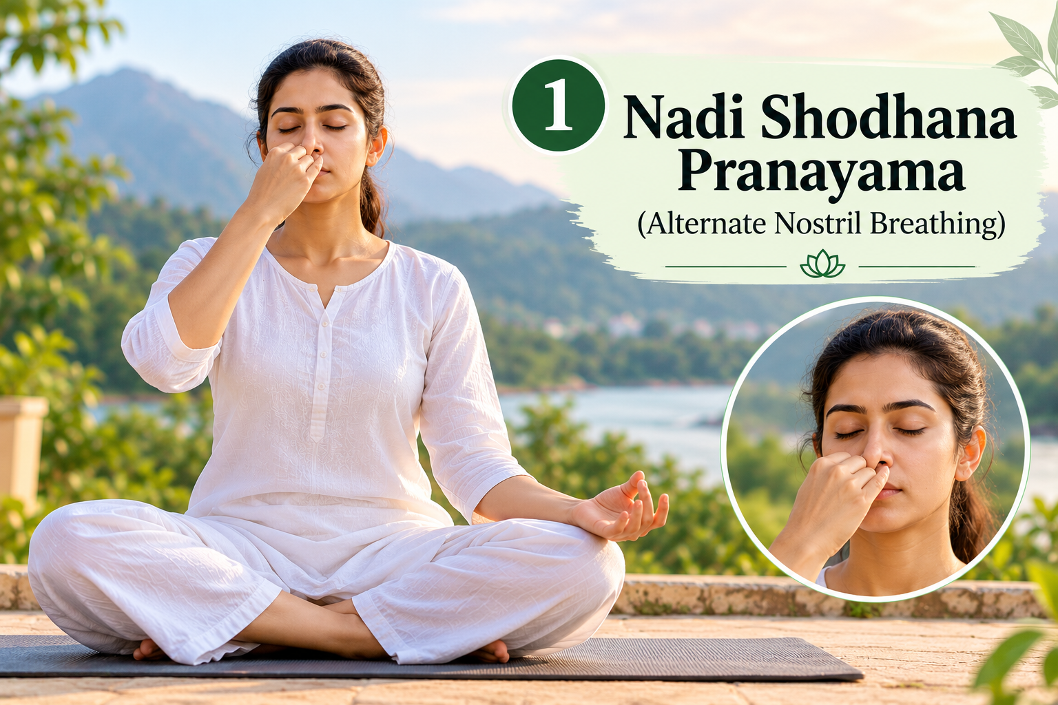 1. Nadi Shodhana Pranayama (Alternate Nostril Breathing)