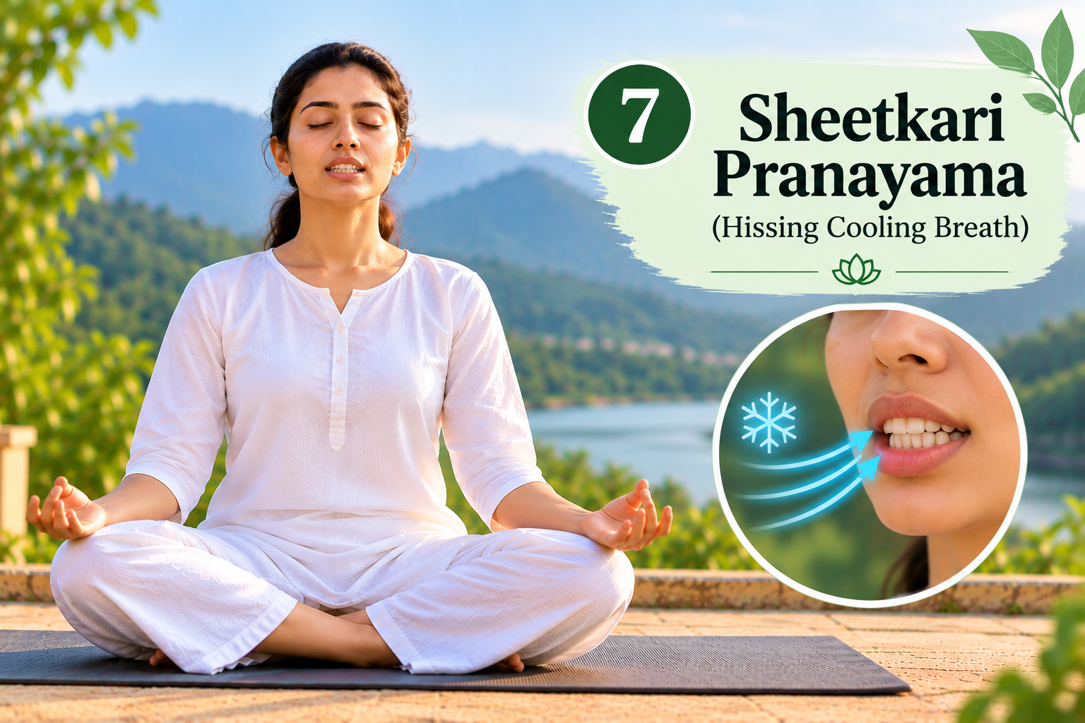 7. Sheetkari Pranayama (Hissing Cooling Breath)