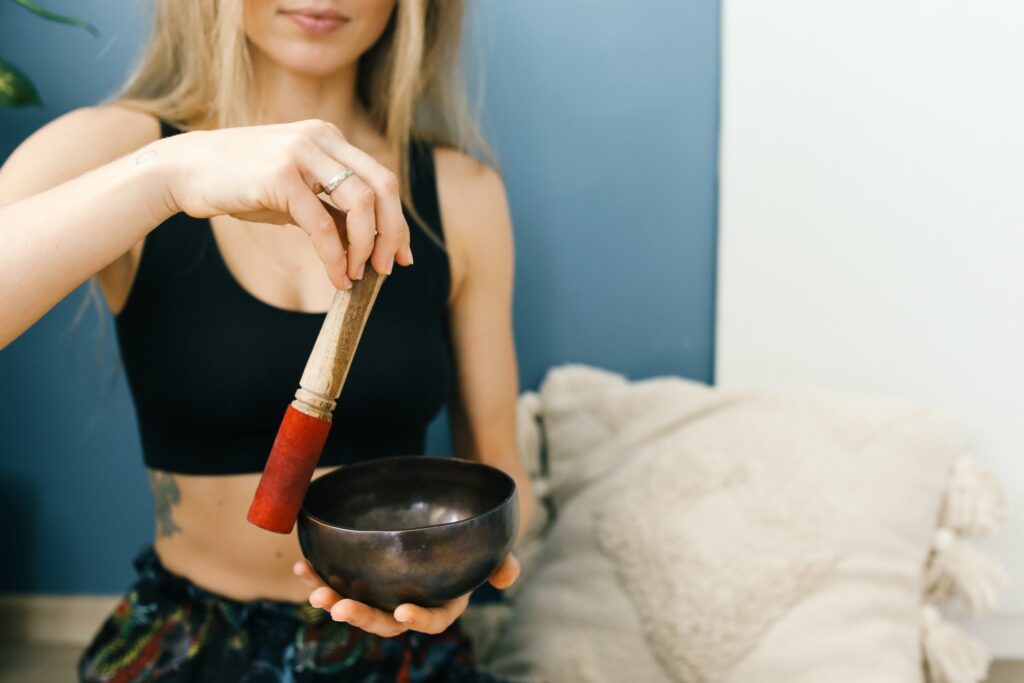 a lady practicing bowl