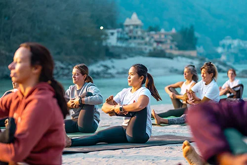 Outdoor yoga class