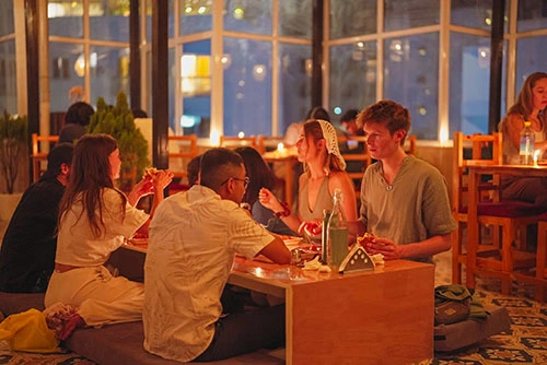 Candle light dinner at Nirvana yoga school